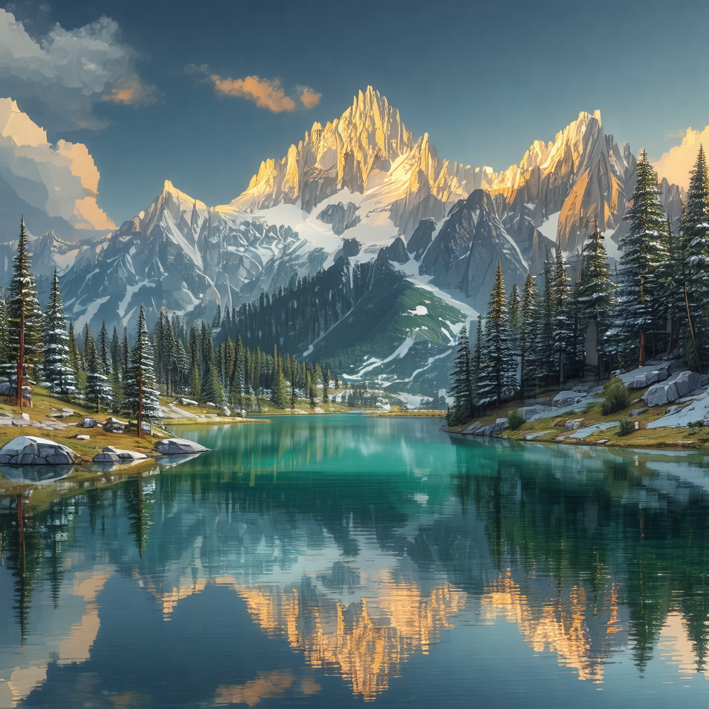 Serene mountain lake surrounded by a forest