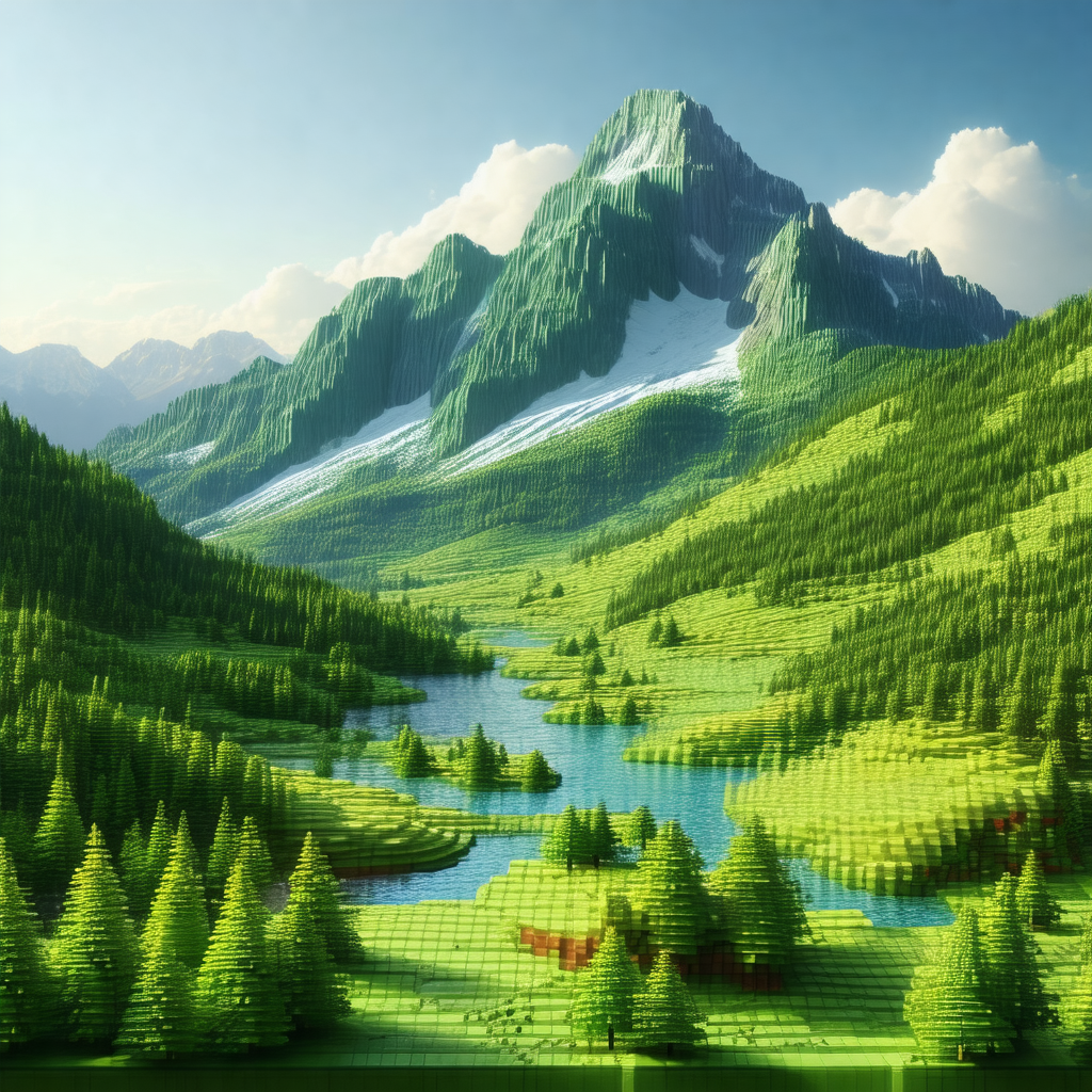 Detailed, three-dimensional model of a mountainous landscape