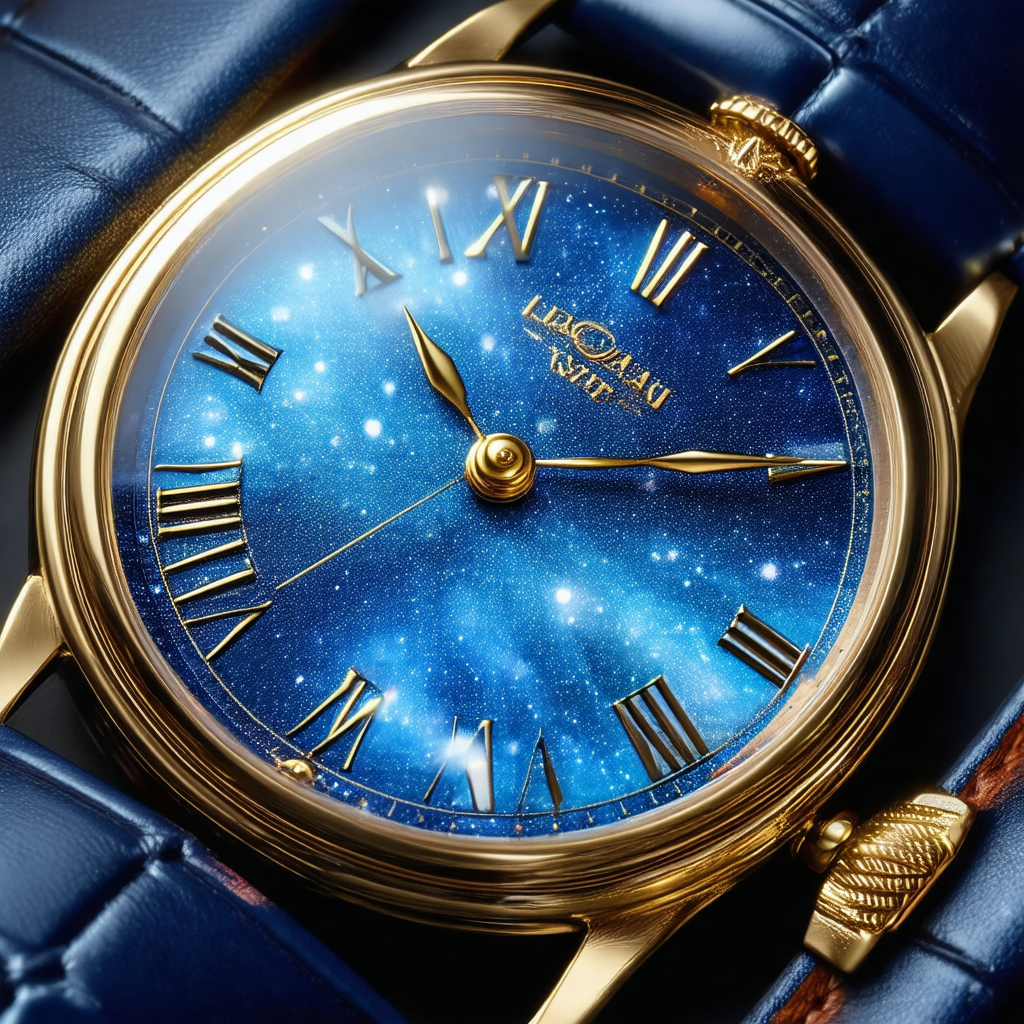 Blue and gold watch with a blue face and a gold band