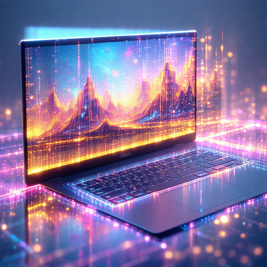 Laptop computer with a colorful display screen