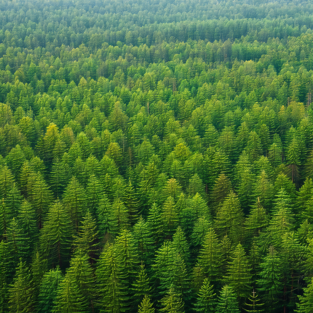 Lush green forest filled with tall trees
