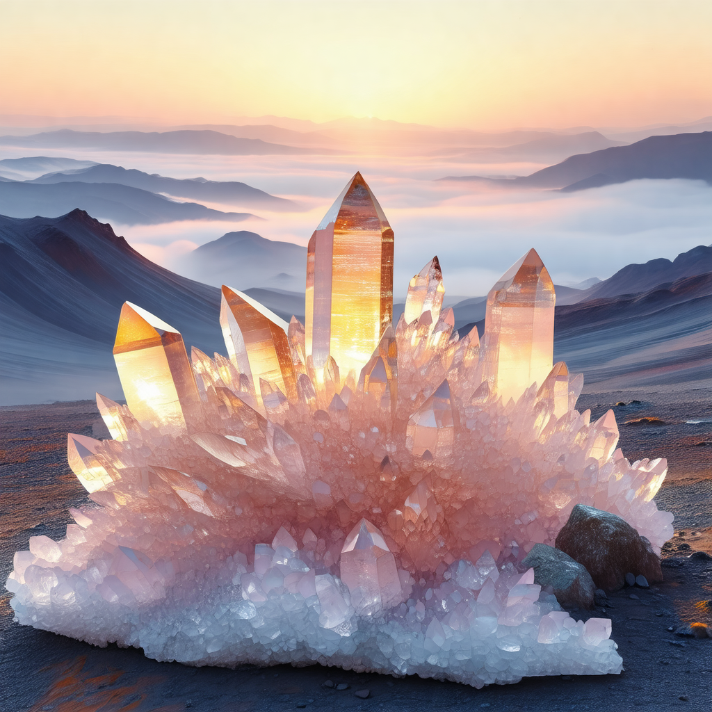 Beautiful landscape with a large crystal formation in the...