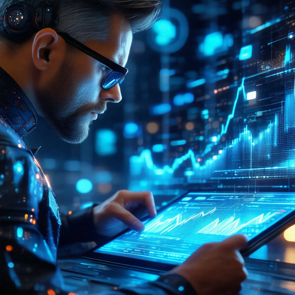 Man wearing glasses, sitting in front of a computer screen