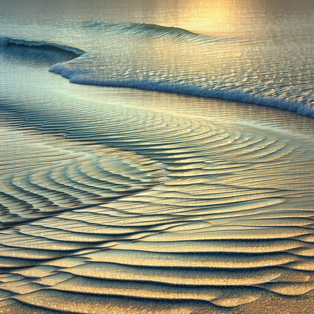 Captures a beautiful beach scene with a large body of wat...