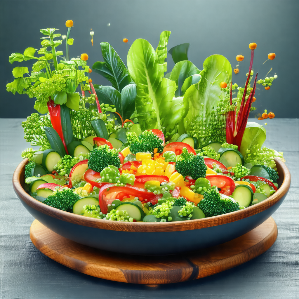 Large bowl filled with a variety of fresh vegetables