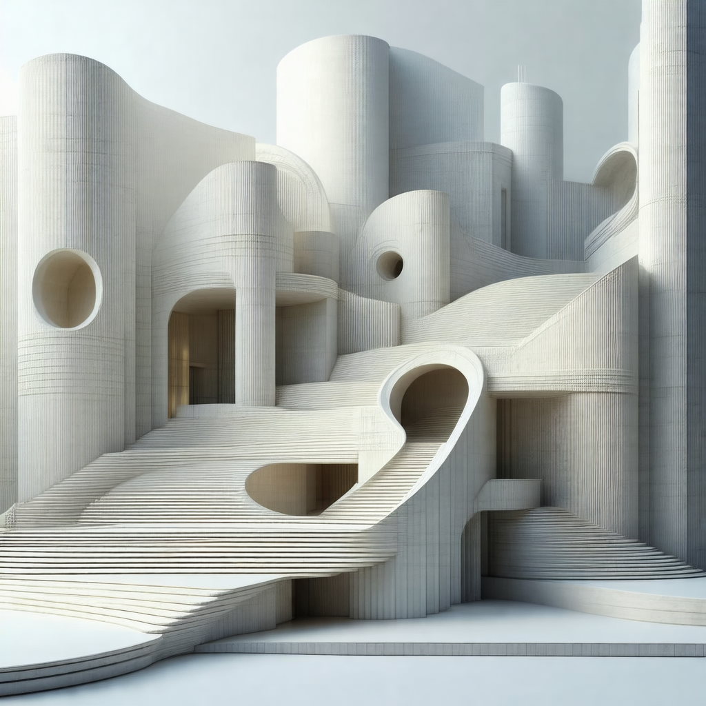 Large, white, modern building with a unique design