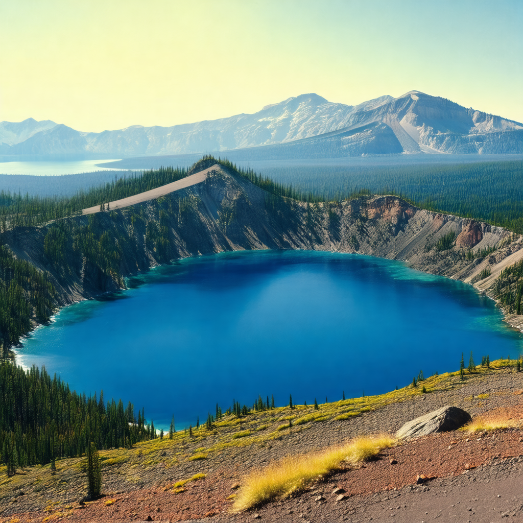 Beautiful blue lake surrounded by mountains