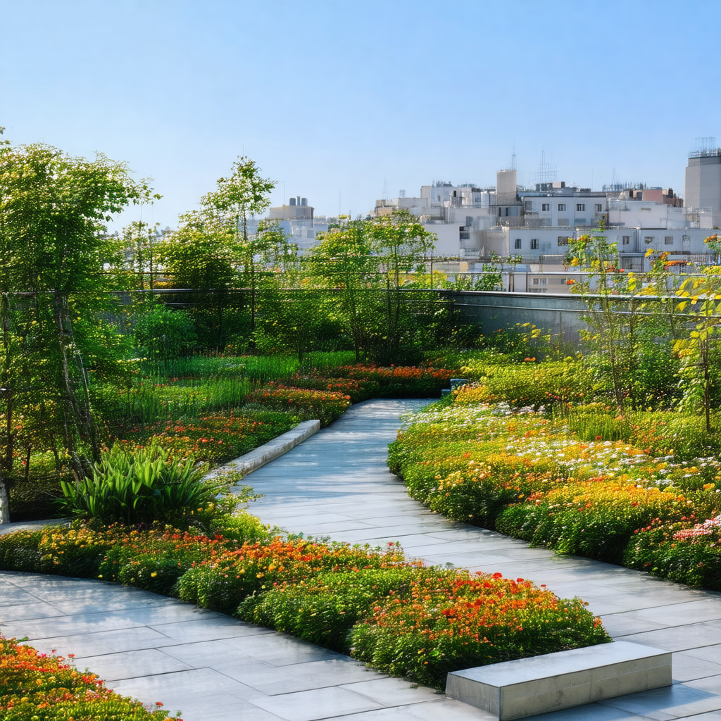 Beautiful garden with a variety of flowers and plants
