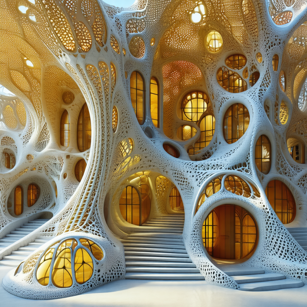 Large, white, and intricately designed building with a un...