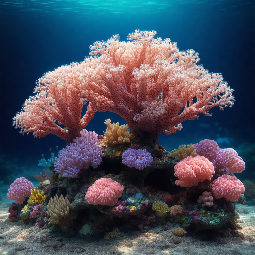 Vibrant coral reef with a variety of colorful coral and s...