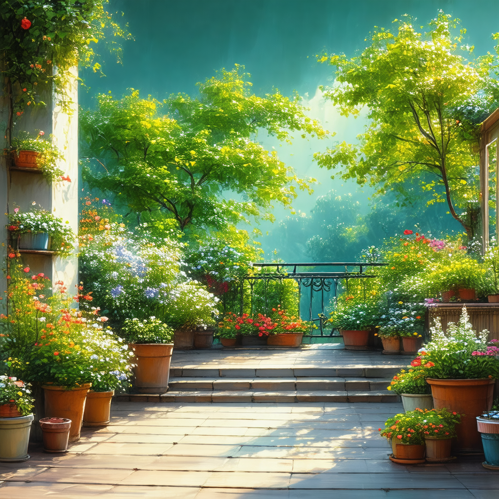 Beautiful garden with a variety of flowers and plants