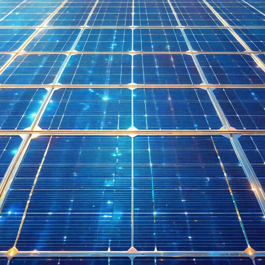 Large solar panel with a blue background