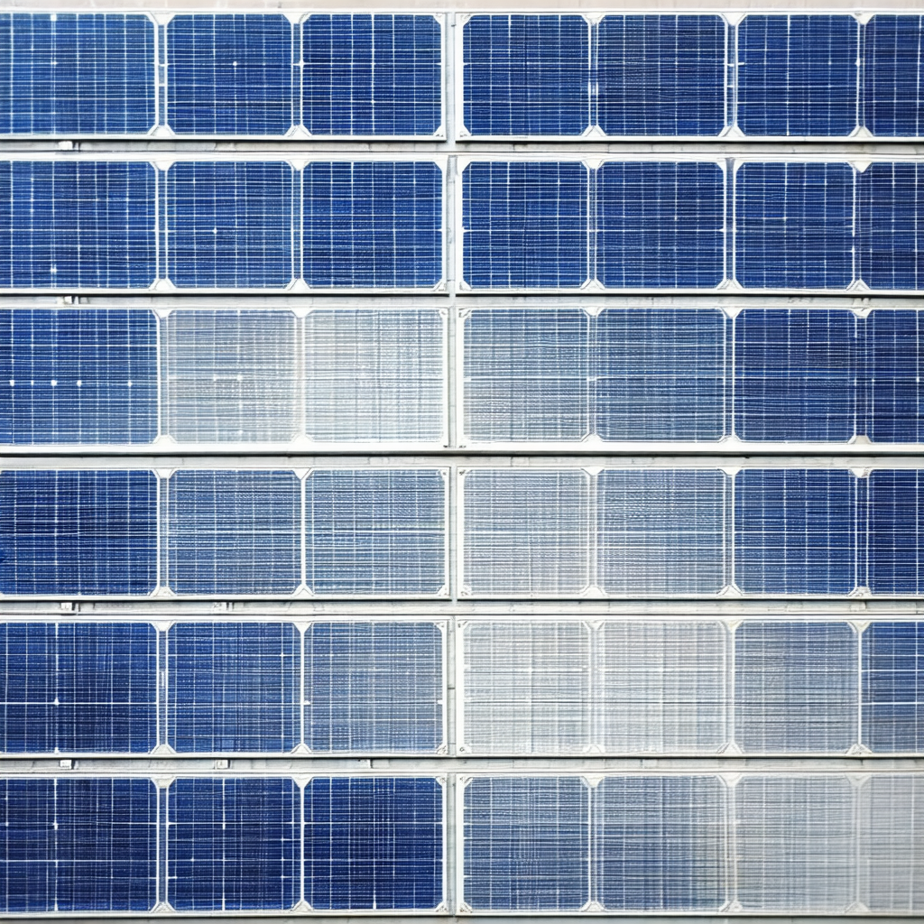 Large display of solar panels, showcasing a variety of so...