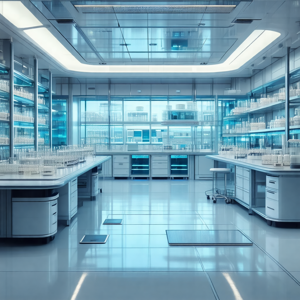 Large, clean laboratory with a variety of equipment and f...