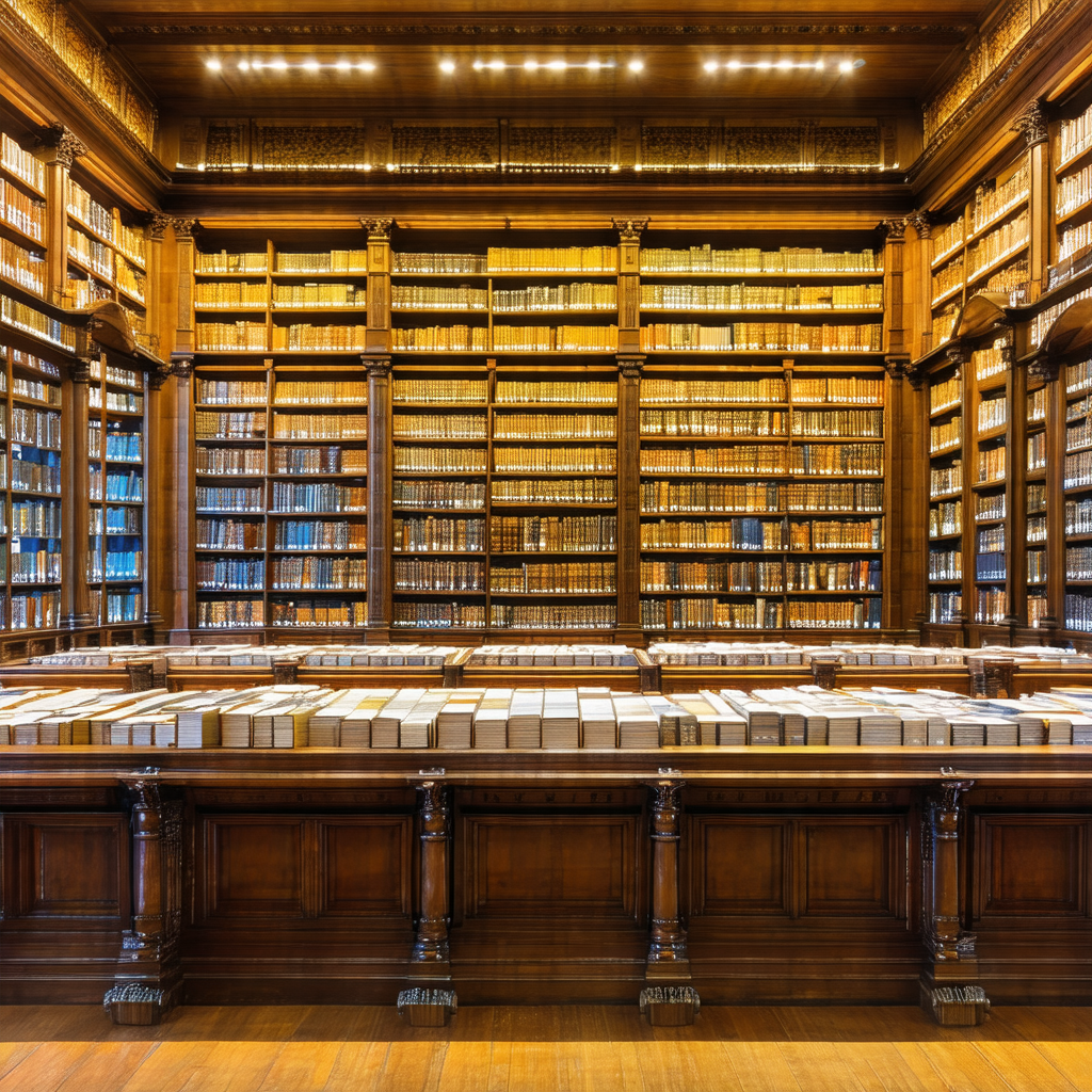 Large library filled with numerous books