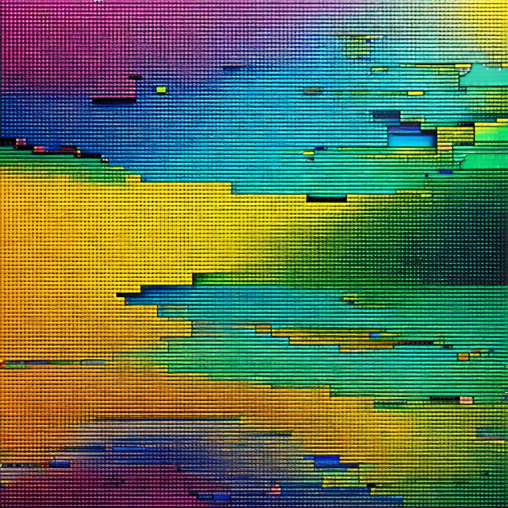 Colorful, abstract art piece featuring a mix of colors an...