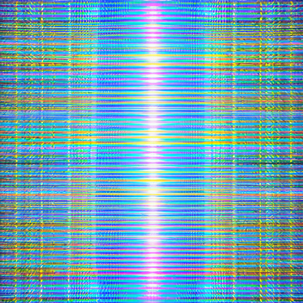 Colorful, abstract art piece featuring a long, narrow str...