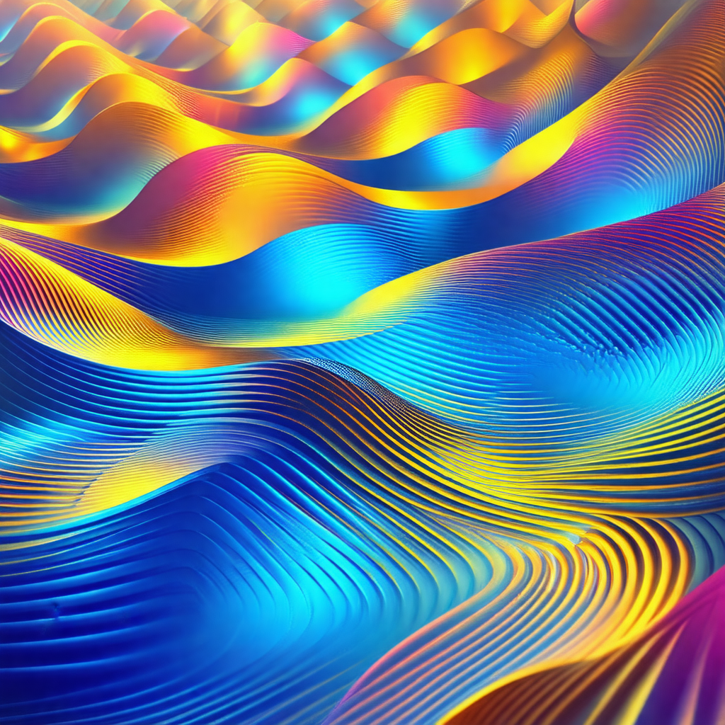 Colorful, abstract painting of a wave