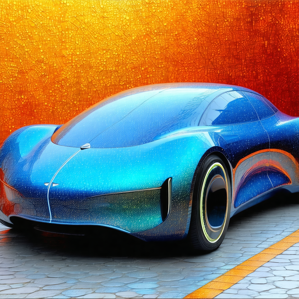 Futuristic blue car with a sleek design