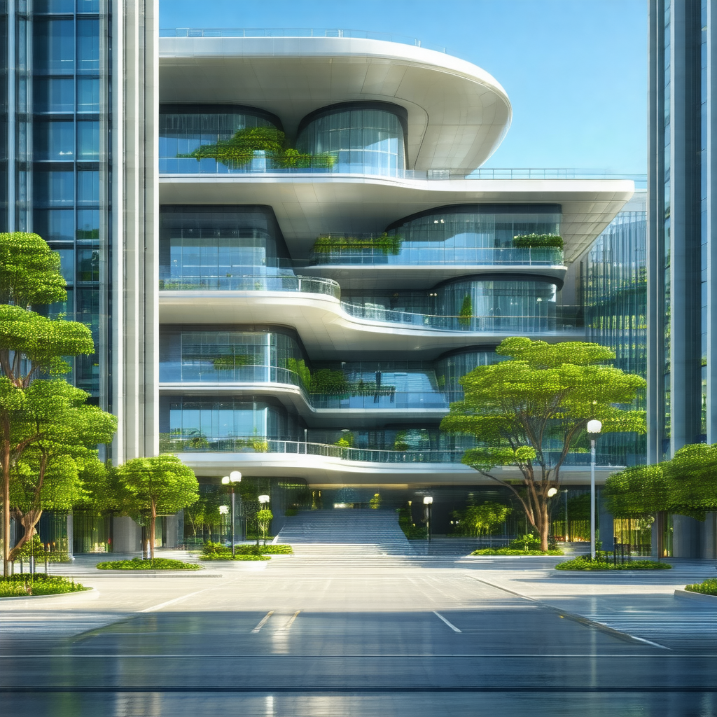 Large, modern building with a unique design