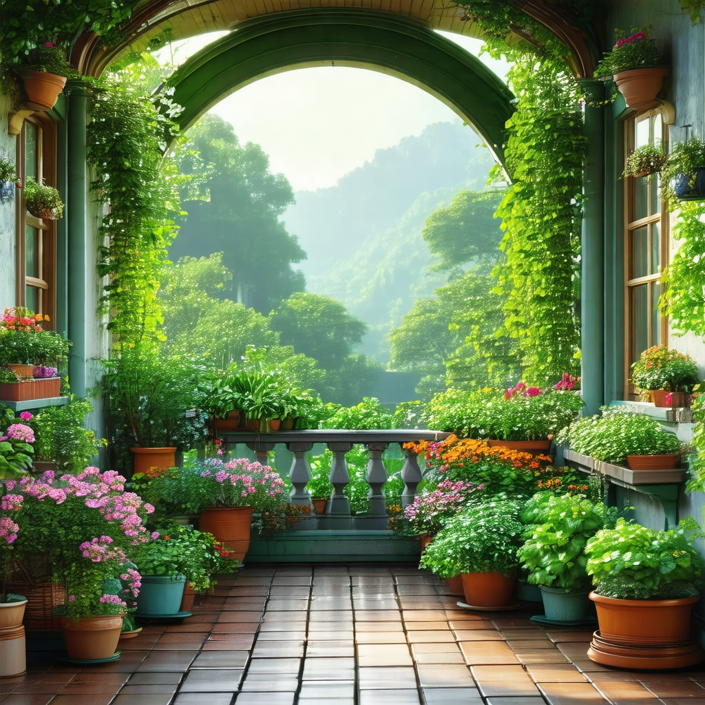 Beautiful garden with a variety of plants and flowers