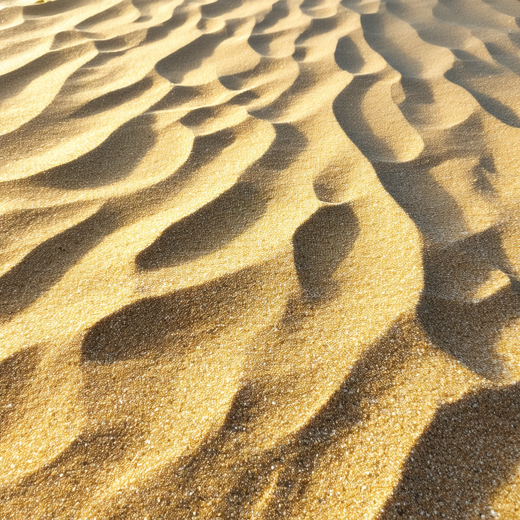 Sandy beach with a large sand dune in the foreground