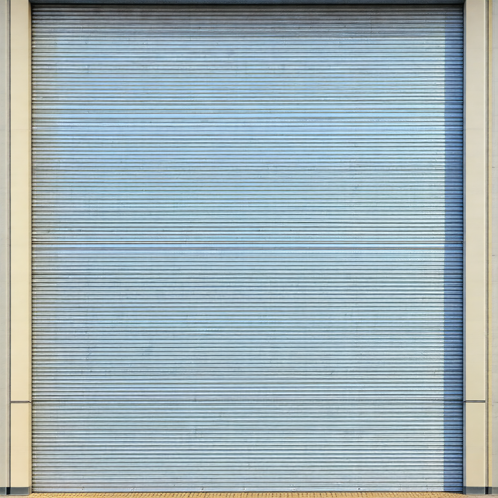 Large garage door with a blue tint