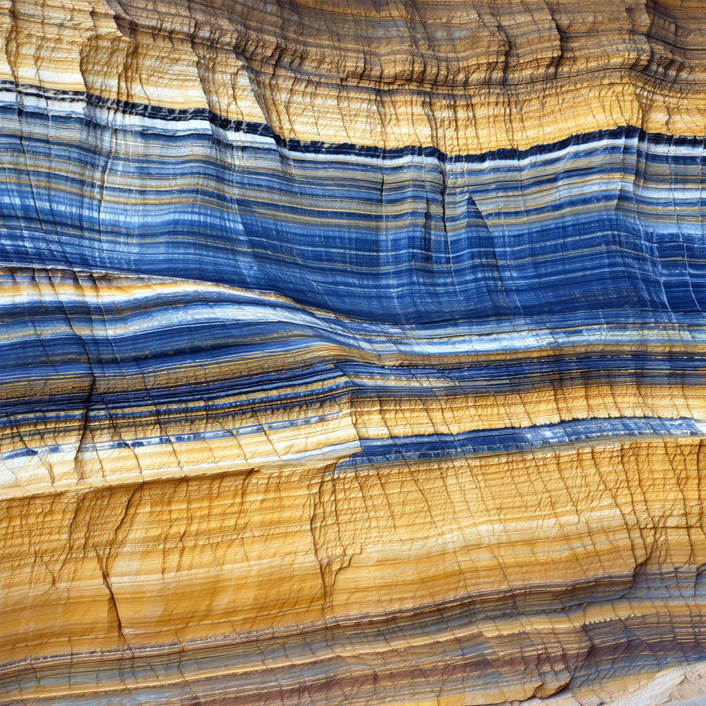 Large, colorful rock formation with a variety of colors a...