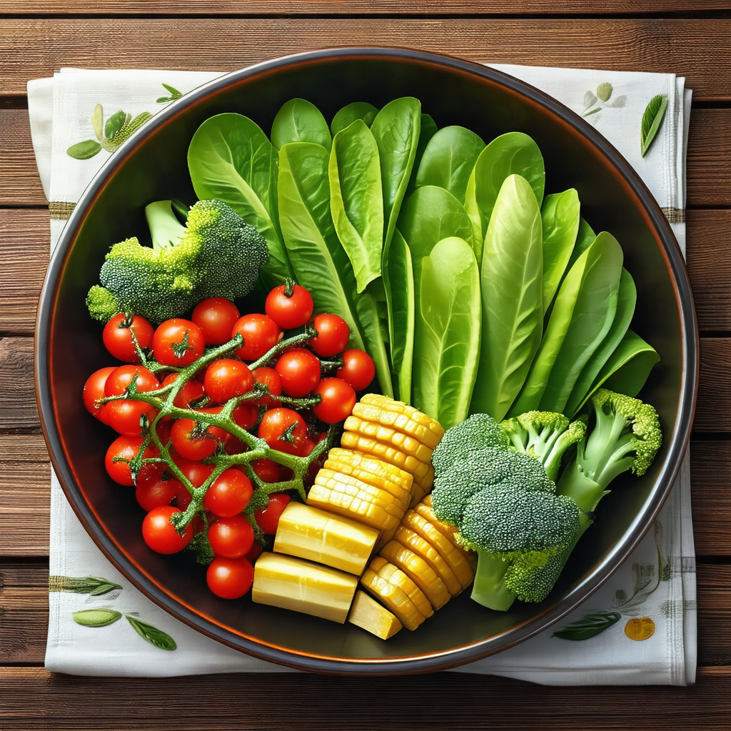 Large bowl filled with a variety of fresh vegetables