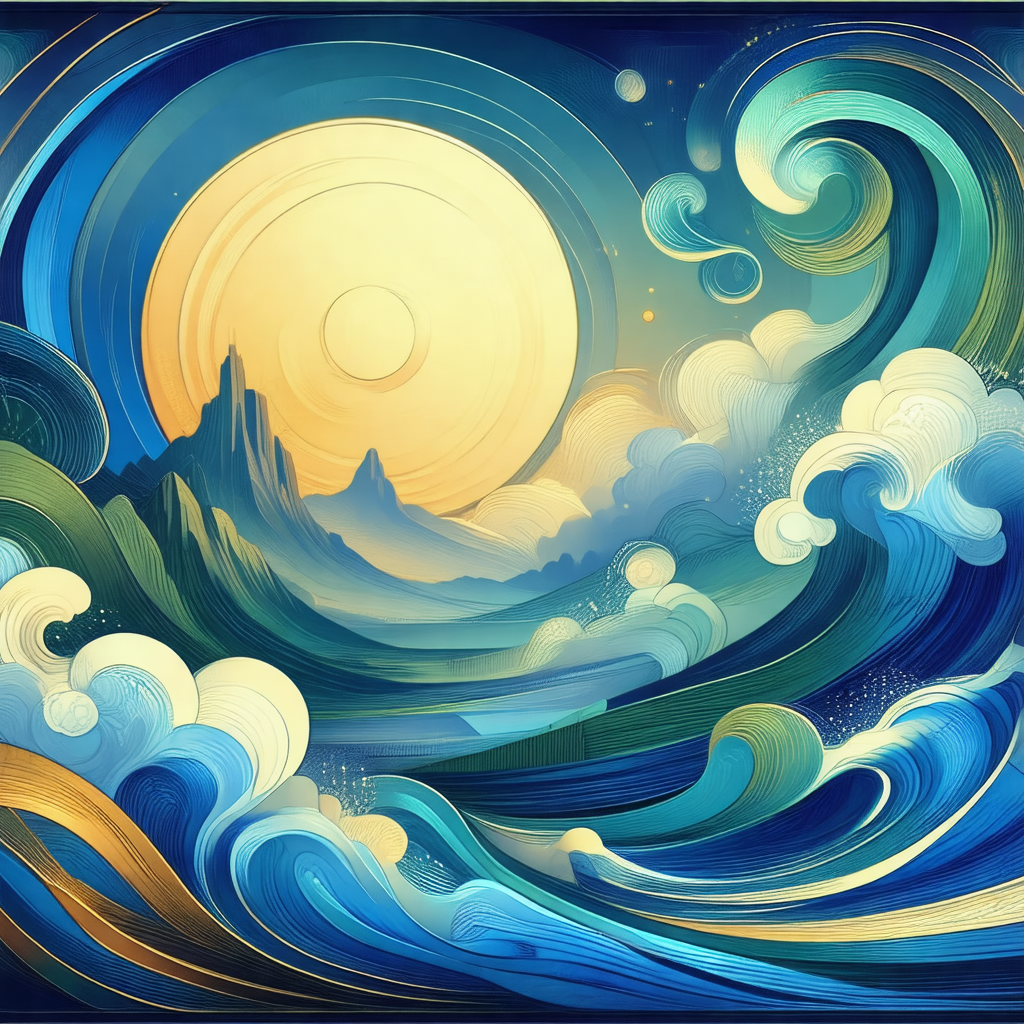 Painting of a beautiful sunset over the ocean