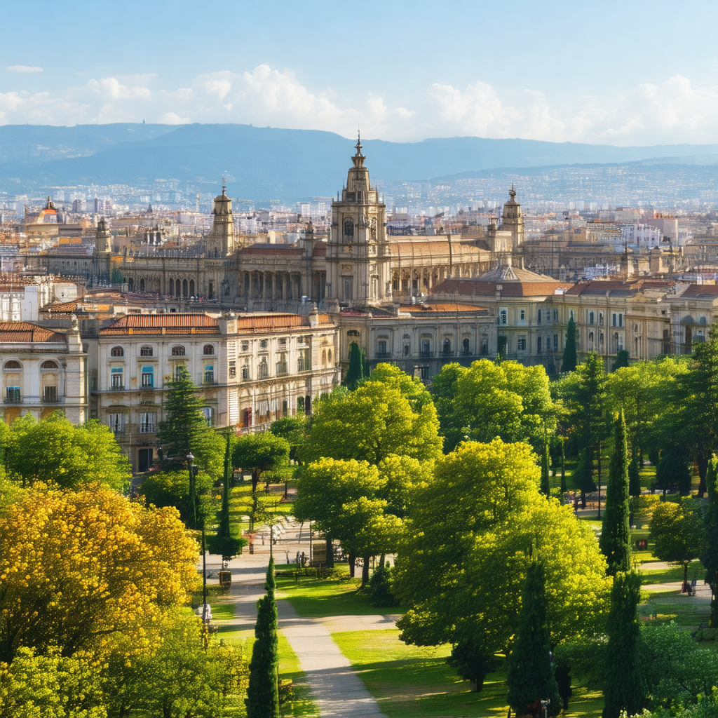 Large city with a beautiful park in the middle of the city