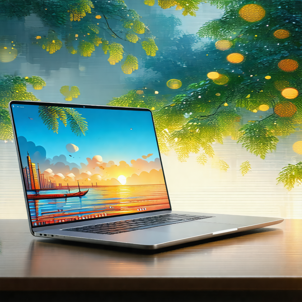 Laptop computer sitting on a wooden desk