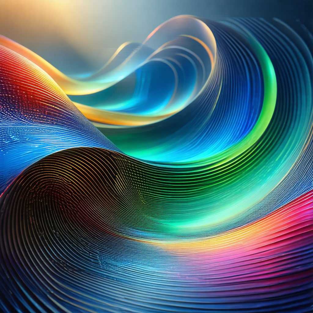 Colorful, abstract design that resembles a wave or a flow...