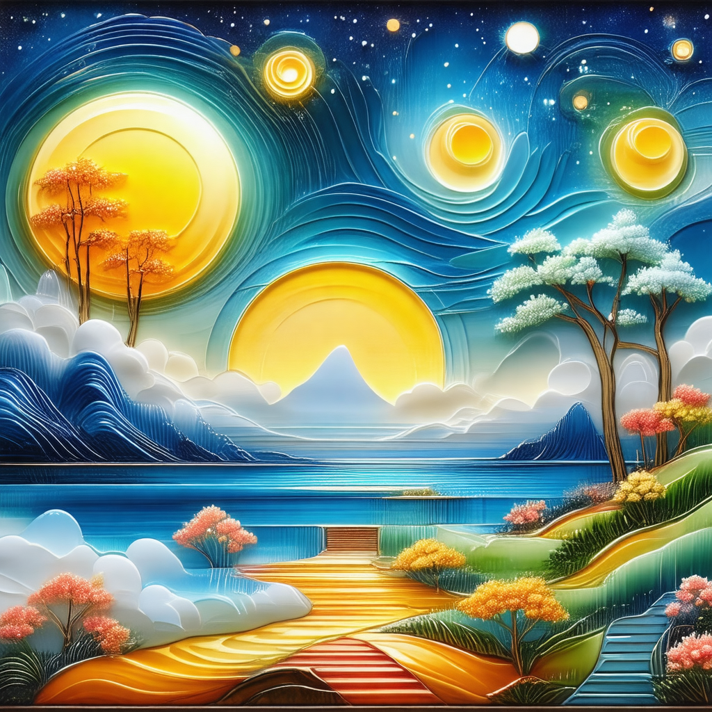 Painting of a beautiful landscape featuring a pathway lea...
