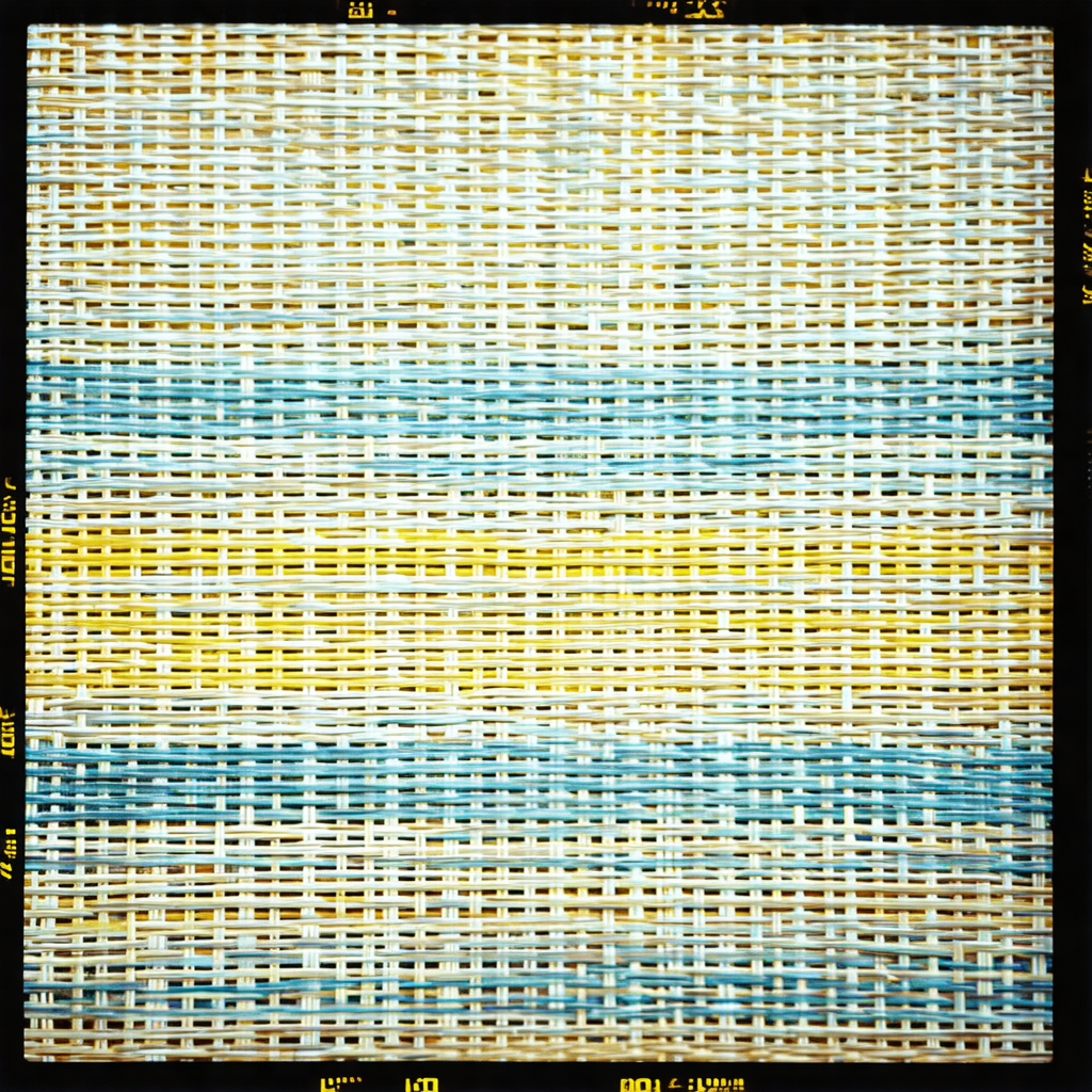 Close-up of a woven fabric, possibly a basket or a piece ...