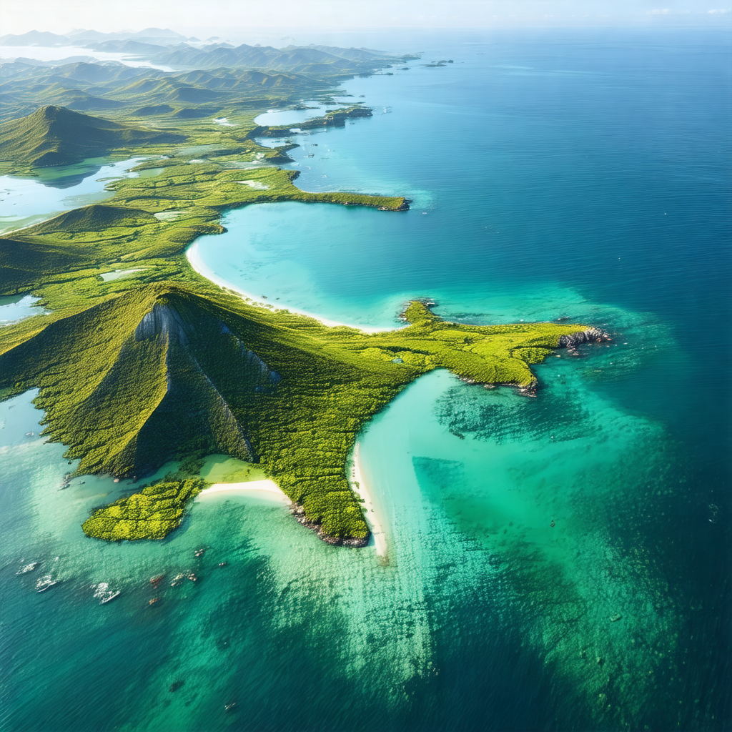 Beautiful tropical island with a lush green landscape