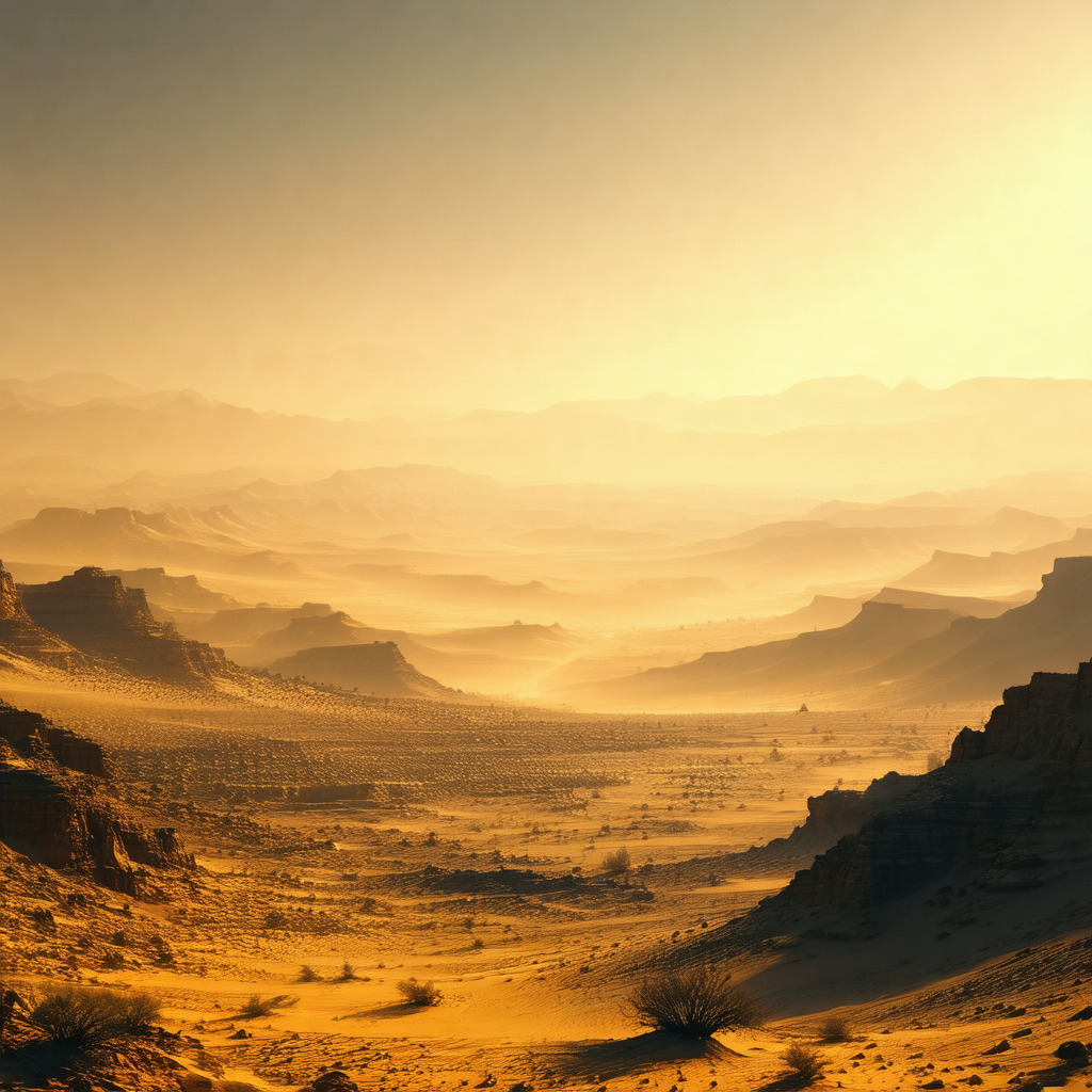 Beautiful sunset over a vast desert landscape