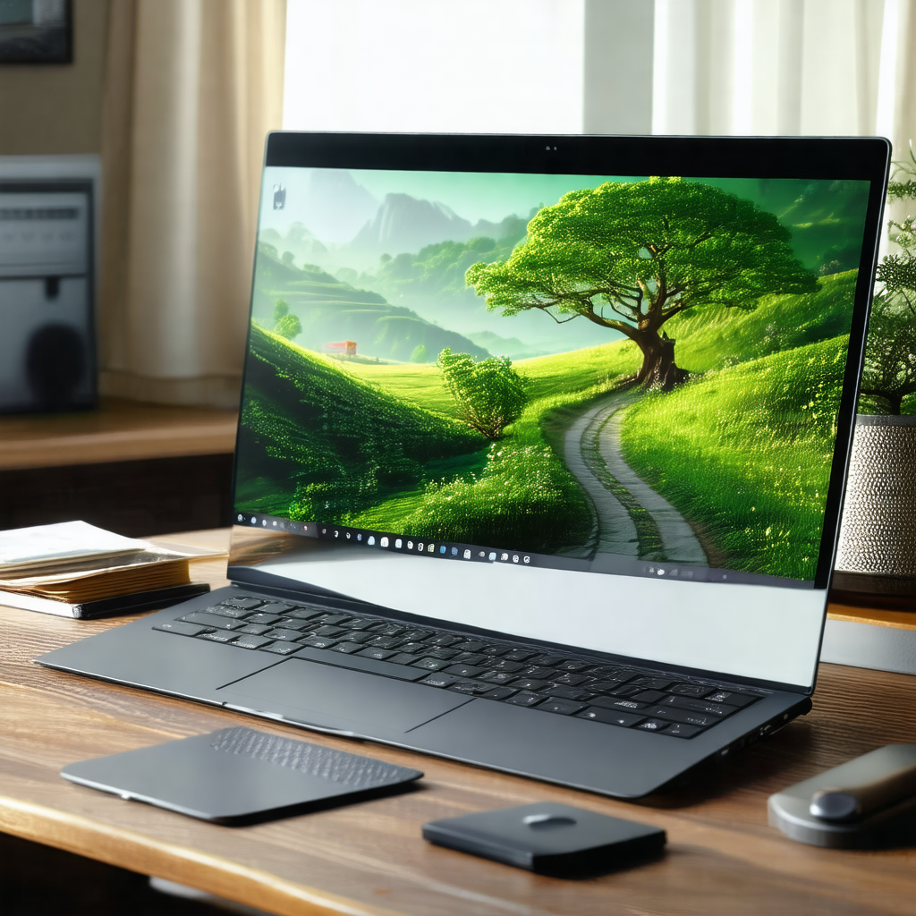 Laptop computer sitting on a wooden desk