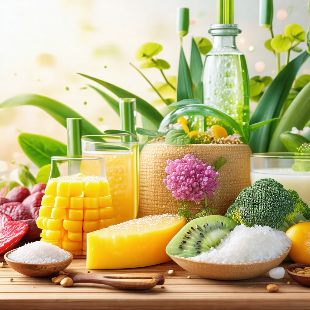 Wooden table filled with a variety of fruits and vegetables