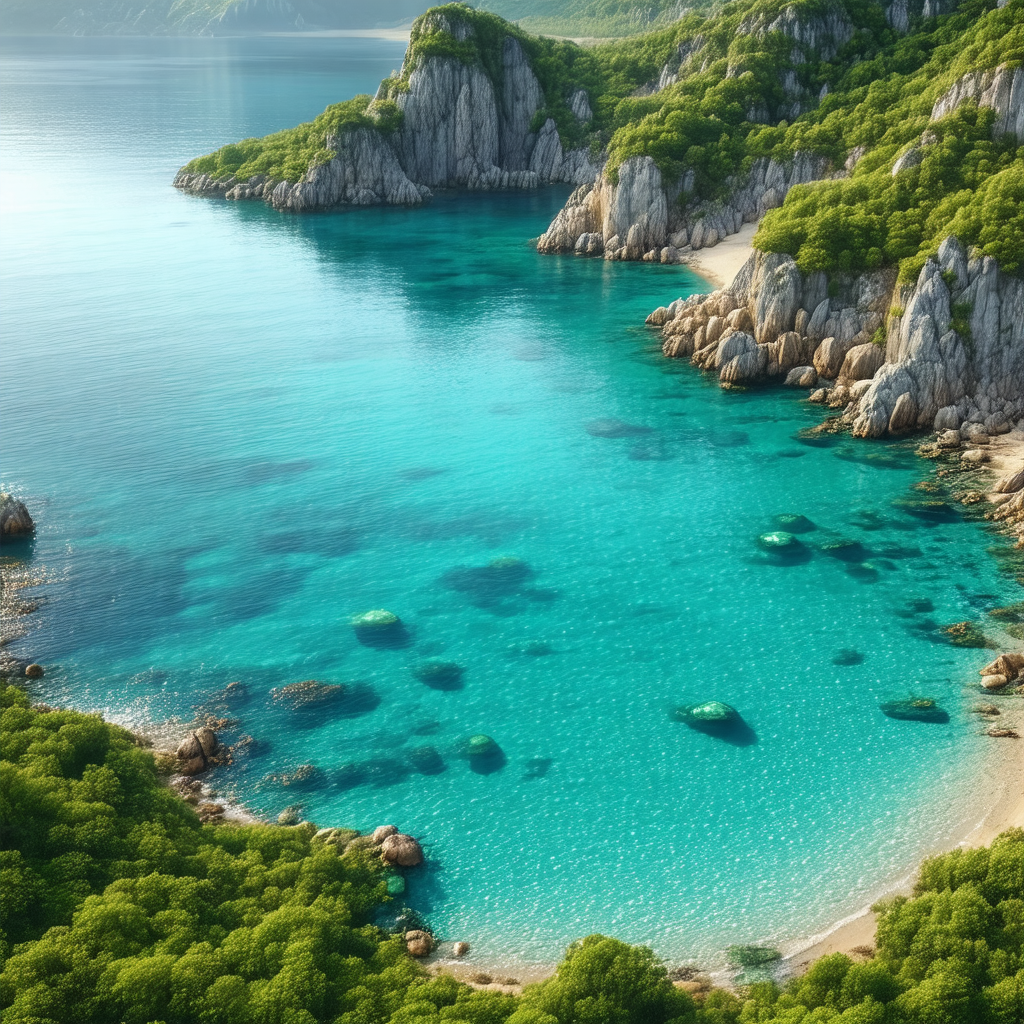 Beautiful blue lagoon surrounded by lush green trees