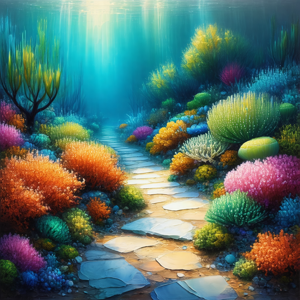 Vibrant underwater scene with a variety of colorful sea c...