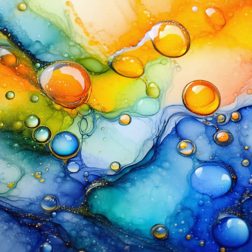 Vibrant and colorful painting of a waterfall