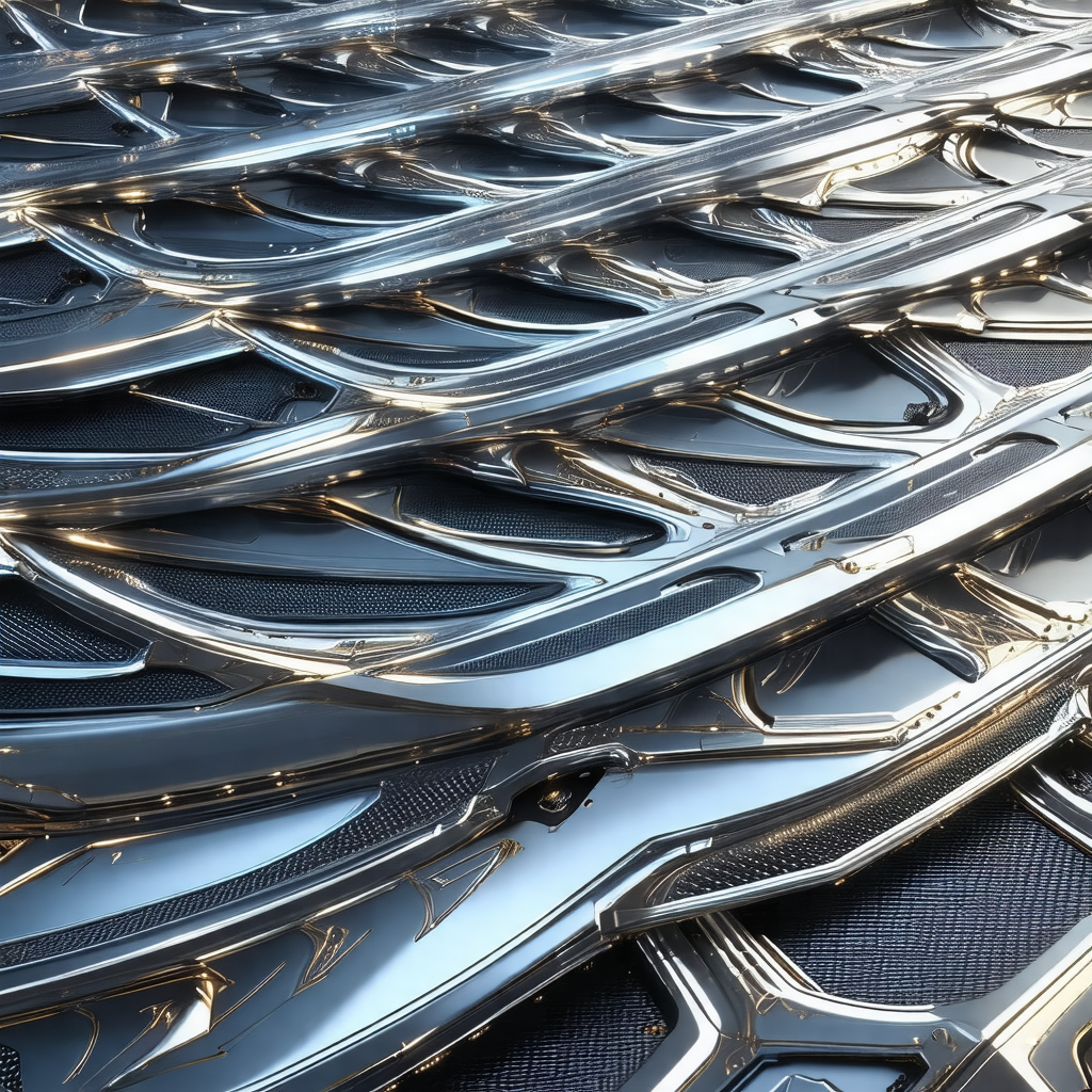 Large collection of shiny metal objects, possibly car par...