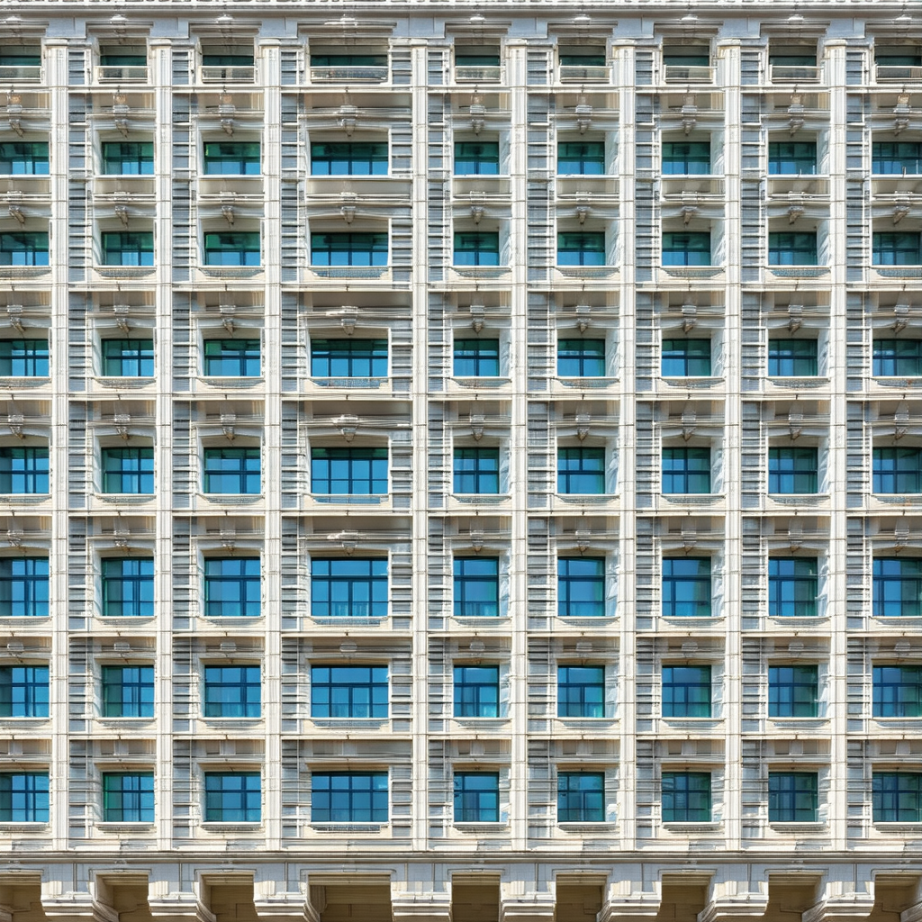 Large, white, and ornate building with many windows