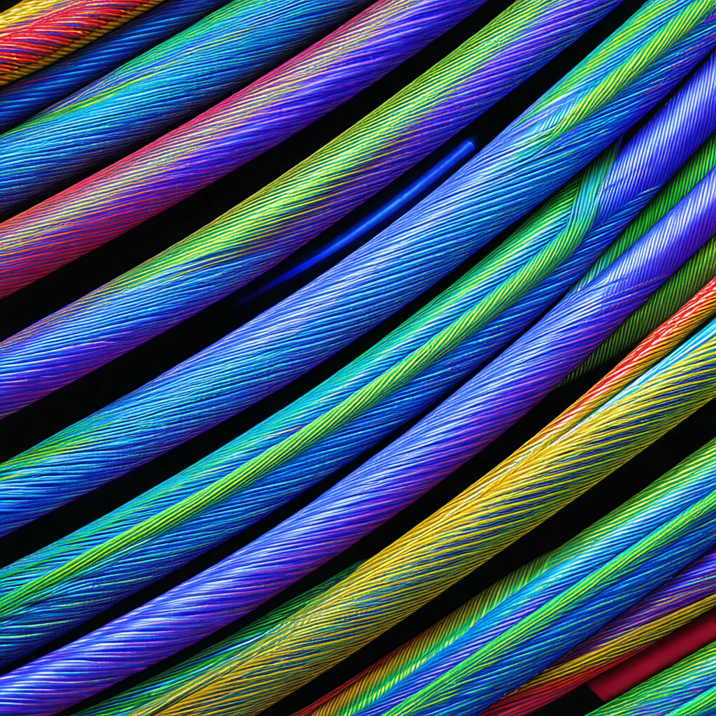 Close-up of a large number of colorful wires, including r...