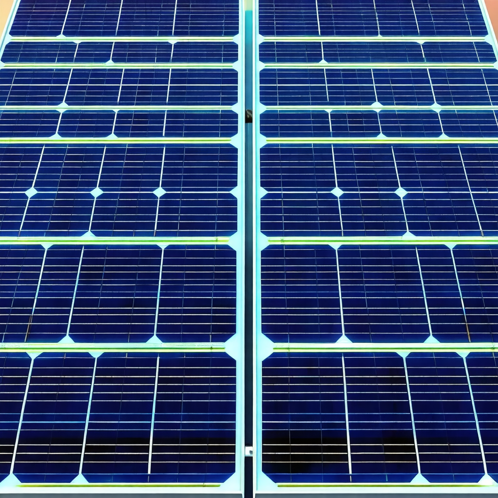 Large solar panel with a blue background