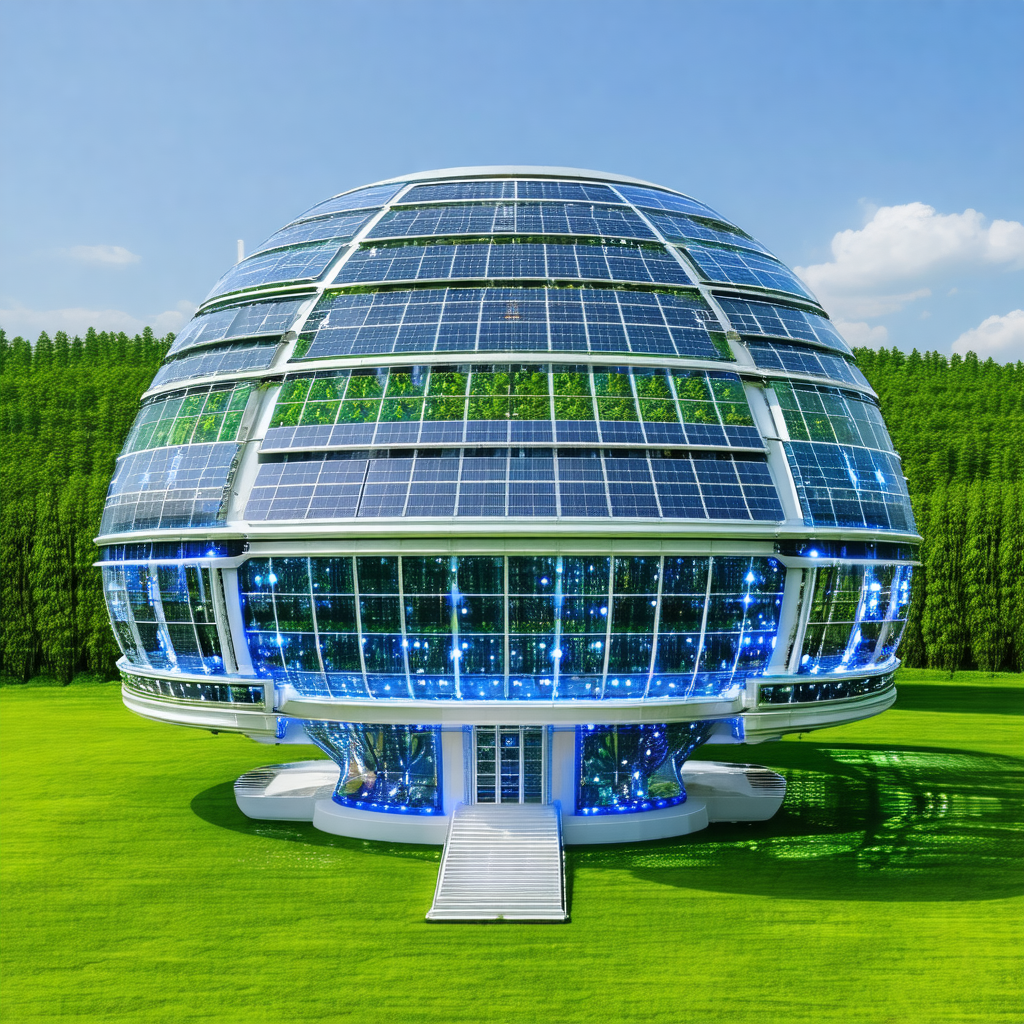 Large, round, and futuristic building with a dome-shaped ...