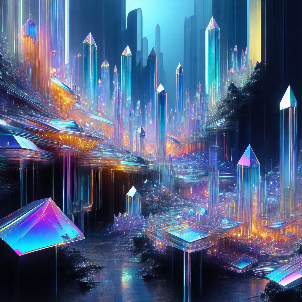 Vibrant and colorful digital painting of a futuristic cit...