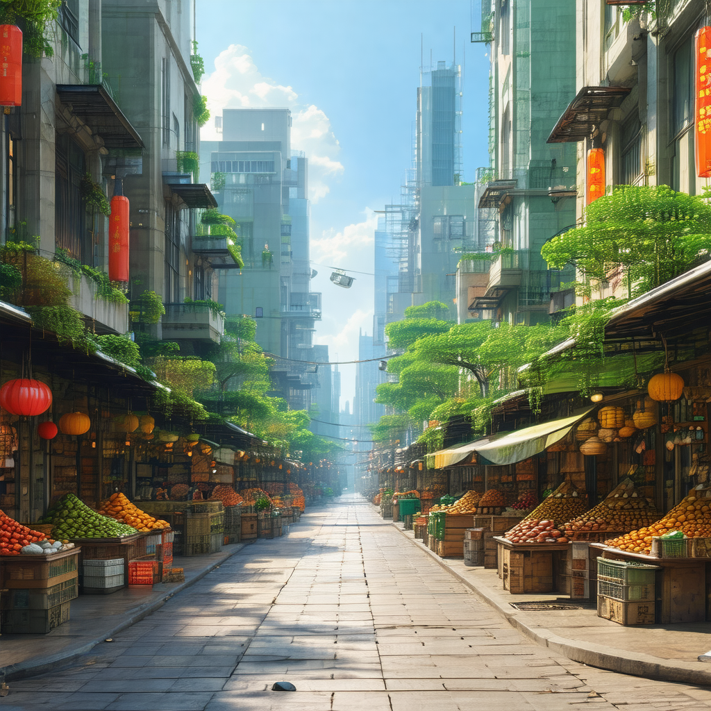Colorful, computer-generated (cgi) depiction of a city st...