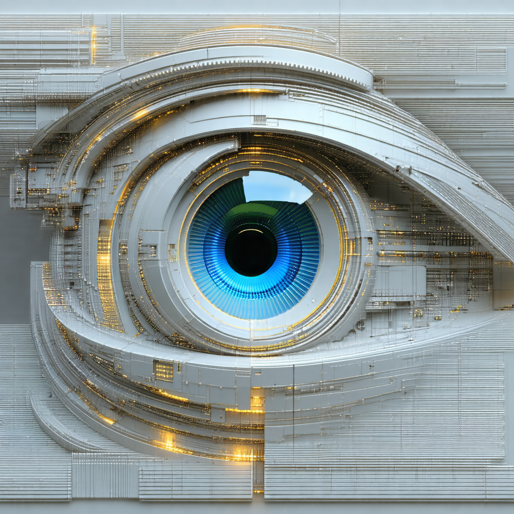 Large, three-dimensional model of an eye, with a blue iri...